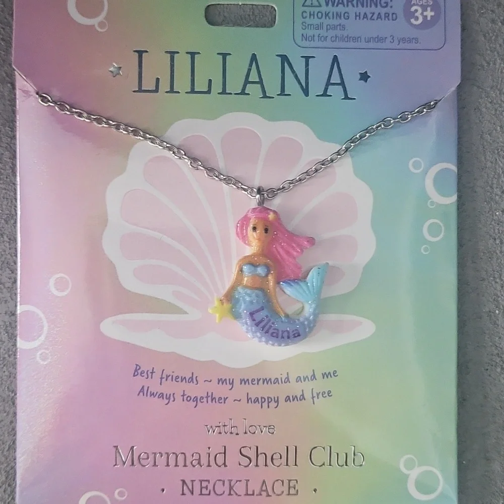 Mermaid Name Necklace for Kids - Pink and Blue Various Names Avail Just Ask.